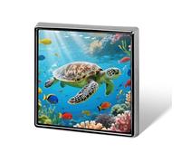 Sea Turtle Colorful Fish Brooch Pin, Unisex Square Lapel Pin for Men & Women, Elegant Metal Badge for Hats Jackets Shirts, Versatile Fashion Accessory