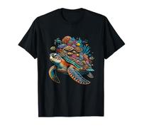 Sea Turtle Coral Reef Ocean Animals Underwater Scene T-Shirt