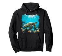 Sea Turtle Coral Reef Ocean Marine Life Underwater Scene Pullover Hoodie