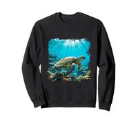 Sea Turtle Coral Reef Ocean Marine Life Underwater Scene Sweatshirt