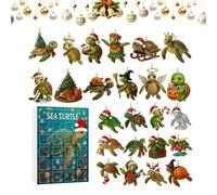 Sea Turtle Countdown Countdown 24-Day Acrylic 2D Calendar Countdown Ornaments Sea Creatures for Tree Window Wall Friends Adults Teens Lovers Deg