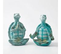 Sea Turtle Decor 2 Pack, 4 Inch Yoga Figurines for Zen Garden Shelf
