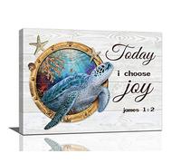 Sea Turtle Decor Wall Art Ocean Bathroom Pictures Canvas Print Painting Modern Home Decorations Framed Artwork For Living Room Bedroom 12"X16"