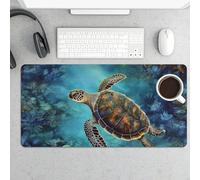 Sea Turtle Desk Pad Protector Non-Slip Gaming Desk Mat Waterproof Desktop Mat for Keyboard and Mouse Large Mousepad Smooth Writing Pad for Home Office Work(23.6 X 13.8)