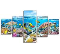 Sea Turtle Diamond Art 5D Diamond Painting Ocean 5 Pack DIY Crystal Art Kits for Adults Full Round Drill Rhinestones Arts and Crafts for Adults Mosaic Kit for Home Wall Decor, 20x40in/100x50cm,Model27