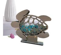 Sea Turtle Display, Wooden Seashell Holder, Elegant Memory Keepsake Box, Sea Glass Decor, Room Table Shelf Ornament, Apartment Dorm Workplace Window Home Decorative Storage