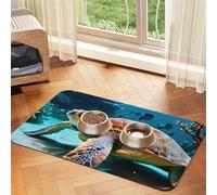 Sea Turtle Durable Pet Absorbent Tablecloth Non-Slip Dining Pad For Dog Cat Food Water Bowls Feeder Mat