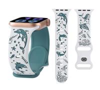Sea Turtle Engraved Bands Compatible with Apple Watch Bands 40mm 41mm 42mm 38mm 44mm 45mm 46mm 49mm Women Men, Cute Ocean Soft Silicone Sport Straps for iWatch Series 11 10 9 8 7 6 5 4 3 2 1 Ultra SE