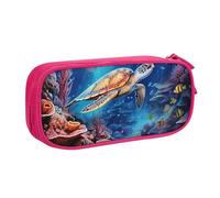 Sea Turtle Fish Pencil Case for Boys Girls Ocean Large Pen Bag Desk Stationery Organizer Pencil Pouch for School Office Zippered Makeup Bag