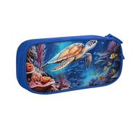 Sea Turtle Fish Pencil Case for Boys Girls Ocean Large Pen Bag Desk Stationery Organizer Pencil Pouch for School Office Zippered Makeup Bag