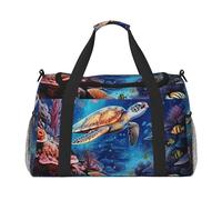 Sea Turtle Fish Travel Duffle Bag Ocean Gym Overnight Weekender Bag for Men Women Lightweight Carry On Luggage for Workout Holiday