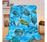 Sea Turtle Flannel Blanket Soft Cozy Nautical Ocean Turtle Fleece Plush Stuff Decor Throw Blanket Warm Sea Turtle Blanket Gifts for Girls Boys Lovers Women Adults Men Kids Bed Travel 40"x50"