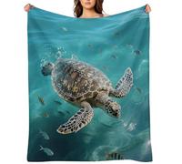 Sea Turtle Flannel Throw Blanket Super Soft Lightweight Throw Blanket Fuzzy Comfy Flannel Blankets Warm Plush Throw Blankets for Couch Sofa Bed 40"x50"