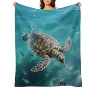 Sea Turtle Flannel Throw Blanket Super Soft Lightweight Throw Blanket Fuzzy Comfy Flannel Blankets Warm Plush Throw Blankets for Couch Sofa Bed 50"x60"