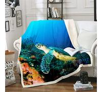 Sea Turtle Fleece Blanket Reptile Printed Sherpa Blanket for Chair Sofa Couch Ocean Marine Themed Fuzzy Blanket 3D Underwater Animal Plush Throw Blanket Room Decor Baby 30"x40"