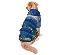 Sea Turtle Floating Up And Over Coral Print Dog Hoodie Pet Sweatshirt, Warm, Soft And Breathable Hooded Clothes For Medium To Large Dogs, Easy-To-Wear Design, For Winter And Fall