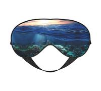 Sea Turtle Floating Up and Over Coral Print Satin Sleep Mask & Eye Mask | Deep Dream Sleep Masks for Women & Men | Soft Sleeping Eye Mask to Nourish Skin