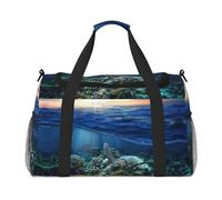 Sea Turtle Floating Up and Over Coral Print Womens Sports Bags Travel Bag - Gym Tote Bag with Compartment,Duffel Bags for Men,Ladies Holdall,Carry On Weekend Travel Handbags for Women