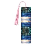 Sea Turtle Floating Up and Over Coral Print Wooden Bookmark Bookmarks with Tassels Book Marks for Reading Hardcover Books Notebooks