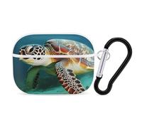 Sea Turtle for Airpod Pro Case Cover Hard Shell Full Drop Protection Cover with Keychain Compatible with AirPod Pro 2nd/1st Generation, Front LED Visible,White