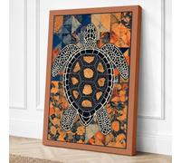 Sea Turtle Geometric Canvas Wall Art Print 30x20 Inch