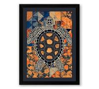 Sea Turtle Geometric Framed Wall Art Print A4 (29.7×21cm) Black, Wall Decor for Living Room, Bedroom, Office & Home, Ready to Hang, Art Gift