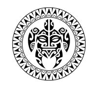 sea Turtle Geometrical Round Circle Ornament Maori Style Tattoo Sketch and Engraving Decals 42x42cm Store Decoration Black
