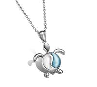 Sea Turtle Gifts for Women - Yin Yang Necklace - Good Luck Charms - Balance Powers Jewelry - Protection Amulet - Positive Vibes Crystal Talisman, Crystal, aqua blue and white simulated cats eye