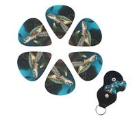 Sea Turtle Guitar Picks 1 Setï¼ˆ6PCSï¼‰, Celluloid Plectrums with Guitar Pick Holder, Abstract Art Pics Personalized Custom Guitar Picks for Bass, Acoustic Electric Guitars 0.46mm