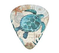 Sea Turtle Guitar Picks for Electric Acoustic Bass Guitar & Ukelele (12 Pack Includes Thin Medium Heavy with Plastic Picks Box)