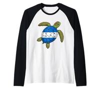 Sea Turtle Honduras Flag Shell Raglan Baseball Tee