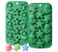 Sea Turtle Ice Cube Molds, Ocean Silicone Molds Sea Turtle Starfish Octopus Shaped Mold for Chocolate, Candy, Cupcake Decorations, Resin Wax Making
