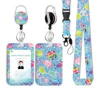 Sea Turtle Id Badge Holder with Lanyard,Retractable Badge Holders Reels,Breakaway Lanyards for ID Badges,Cute Fashion Key Chain Keychains,Badge Clips for School Office 2