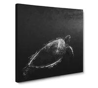 Sea Turtle in Abstract Modern Canvas Wall Art Print Ready to Hang, Framed Picture for Living Room Bedroom Home Office Décor, 20x20 Inch (50x50 cm)