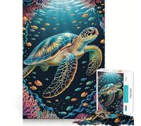 Sea Turtle in Coral Reef 1000 Piece Jigsaw Puzzle for Adults Smart Reason Toy Home Enjoy Sharp Edge Santa Wish Item (38x26cm)