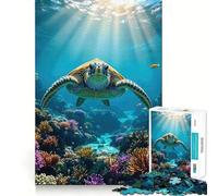 Sea Turtle in Coral Reef 1000 Piece Jigsaw Puzzles for Teenagers Mind Challenge Toy Quiet Hobby Precise Cut Seasonal Gift (50x75cm)