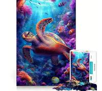 Sea Turtle in Coral Reef 1000 Pieces Jigsaw Puzzles for Teenagers Improve Memory Mental Relax Sharp Edge Creative Gift (38x52cm)