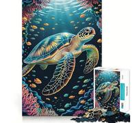 Sea Turtle in Coral Reef 1000 Pieces Jigsaw Puzzles for Teenagers Logic Sense Toy Simple Fun Smooth Edge Stylish Gift (50x75cm)