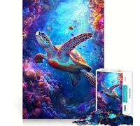 Sea Turtle in Coral Reef Jigsaw Puzzle 1000 Piece for Adults Smart Reason Toy Home Pastime Smooth Edge Art Collectible (50x75cm)