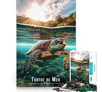 Sea Turtle in La Reunion Jigsaw Puzzles 1000 Piece for Adults Think Smart Toy Together Fun Accurate Cut Art Display (50x75cm)