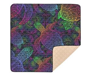 Sea Turtle in Psychedelic Multicolor Colors Large Stylish Baby Gym & Activity Mat for Indoor Outdoor Water Resistant Tummy Time & Crawling Mat for Babies Infants Toddlers, 50'' x 50''