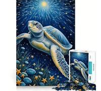 Sea Turtle in Starry Night 1000 Pieces Jigsaws Adults Puzzles Gifts Logic Ability Toy Slow Enjoy Accurate Cut Stylish Gift (38x26cm)