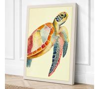 Sea Turtle in Sunlight Canvas Wall Art Print 18x12 Inch