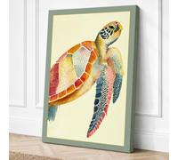 Sea Turtle in Sunlight Canvas Wall Art Print 24x16 Inch