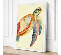 Sea Turtle in Sunlight Canvas Wall Art Print 24x16 Inch