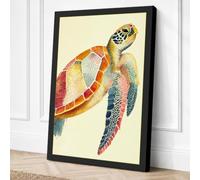 Sea Turtle in Sunlight Canvas Wall Art Print 30x20 Inch