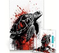 Sea Turtle Ink Painting Jigsaw Puzzle 1000 Piece for Adults Smart Reason Toy Home Pastime Smooth Edge Art Collectible (38x26cm)