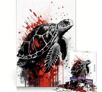Sea Turtle Ink Painting Jigsaw Puzzle 1000 Piece for Adults Smart Reason Toy Home Pastime Smooth Edge Art Collectible (38x26cm)