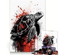Sea Turtle Ink Painting Puzzle for Teenagers 1000 Pieces Mind Exercise Toy Gentle Relax Design Assembly Xmas Surprise (50x75cm)