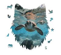 Sea Turtle Jigsaw Puzzle 175PCS Wolf Head Design Puzzle Wooden Jigsaw Puzzles for Adults Families